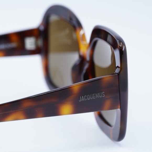 Jacquemus CARRE ROND JAC/10 C2 Sunglasses Havana Geometric Frame, Brown Lenses - Picture 11 of 12